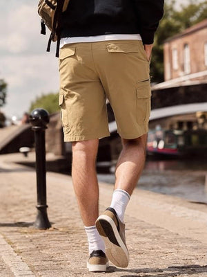 TACVASEN Khaki Mens Outdoor Hiking Cotton Cargo Shorts