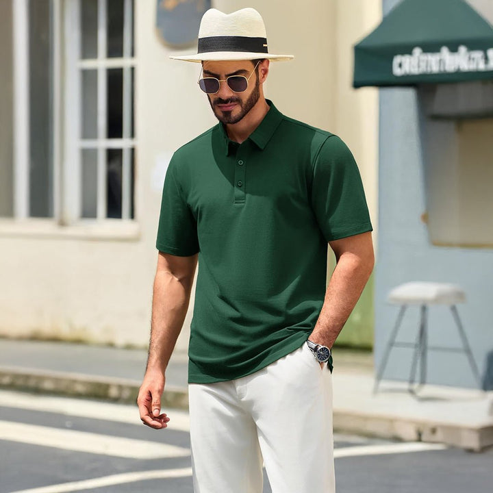 Men's Pique Polo Shirt Short Sleeve Cooling Golf Top - LT25M1399