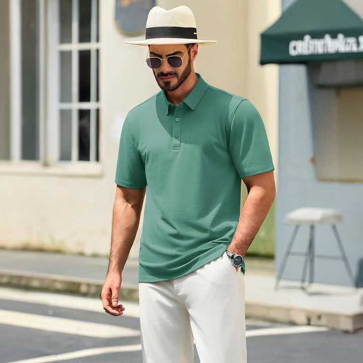 Men's Pique Polo Shirt Short Sleeve Cooling Golf Top - LT25M1399