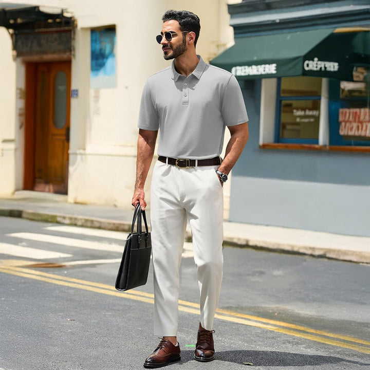 Men's Pique Polo Shirt Short Sleeve Cooling Golf Top - LT25M1399