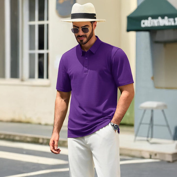 Men's Pique Polo Shirt Short Sleeve Cooling Golf Top - LT25M1399