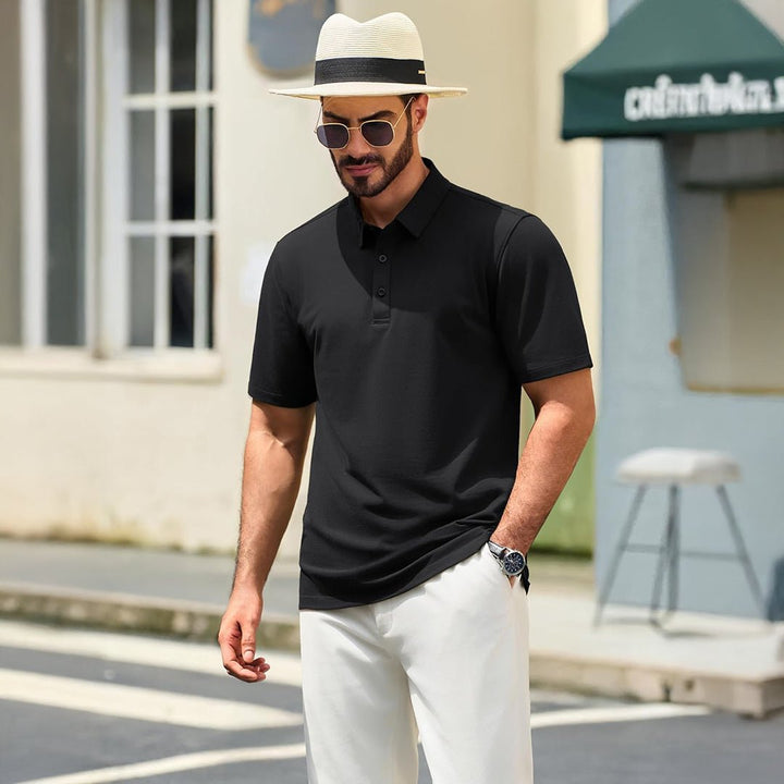 Men's Pique Polo Shirt Short Sleeve Cooling Golf Top - LT25M1399