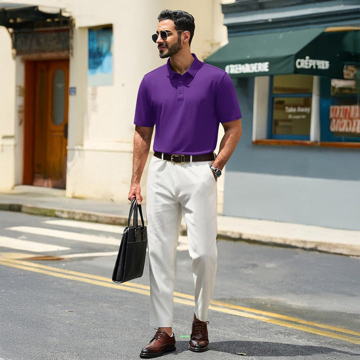 Men's Pique Polo Shirt Short Sleeve Cooling Golf Top - LT25M1399