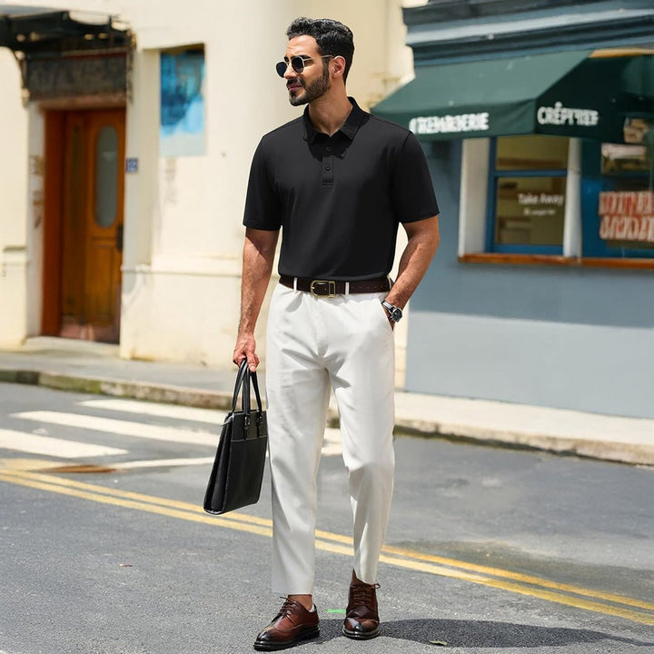 Men's Pique Polo Shirt Short Sleeve Cooling Golf Top - LT25M1399