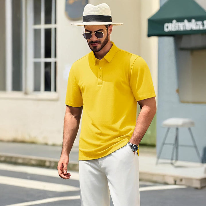 Men's Pique Polo Shirt Short Sleeve Cooling Golf Top - LT25M1399