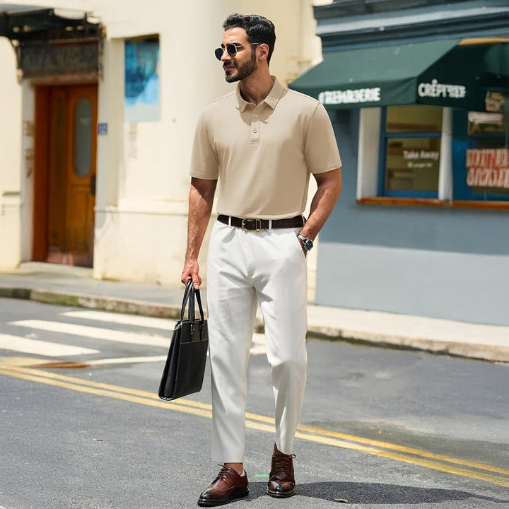 Men's Pique Polo Shirt Short Sleeve Cooling Golf Top - LT25M1399