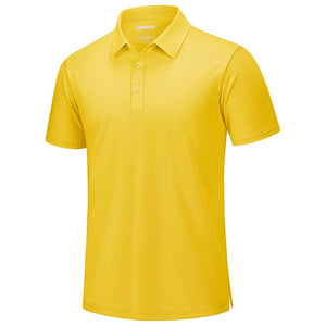 TACVASEN Yellow Men's Pique Polo Shirt Short Sleeve Cooling Golf Top
