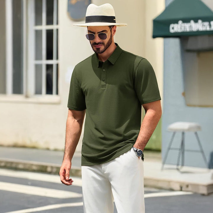 Men's Pique Polo Shirt Short Sleeve Cooling Golf Top - LT25M1399