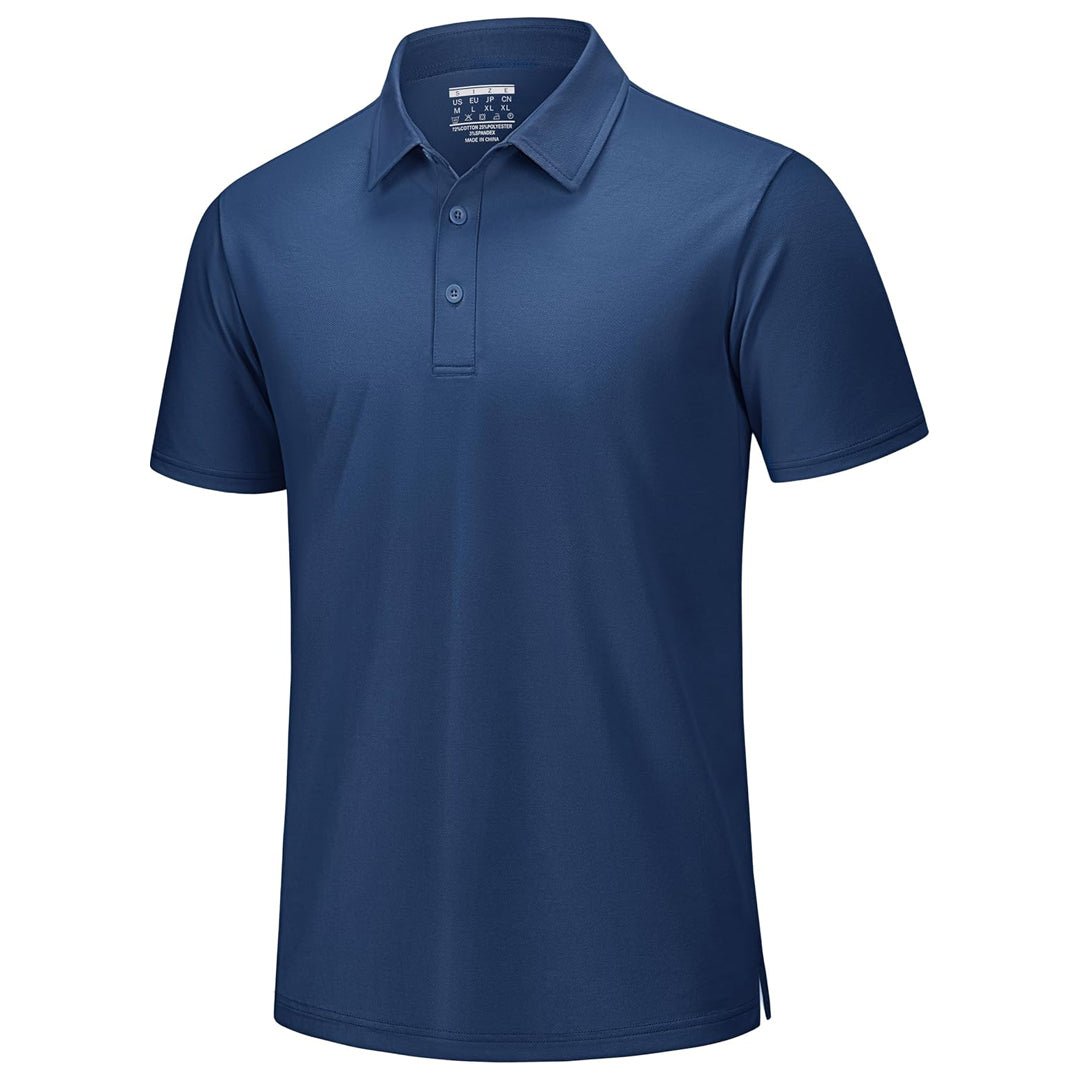 TACVASEN Blue Gray Men's Pique Polo Shirt Short Sleeve Cooling Golf Top