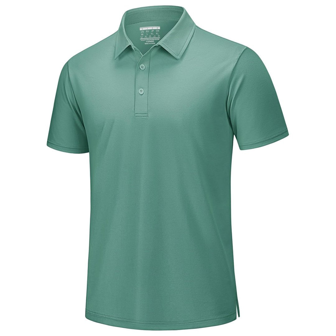 TACVASEN Gray Green Men's Pique Polo Shirt Short Sleeve Cooling Golf Top