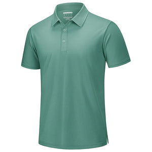 TACVASEN Gray Green Men's Pique Polo Shirt Short Sleeve Cooling Golf Top