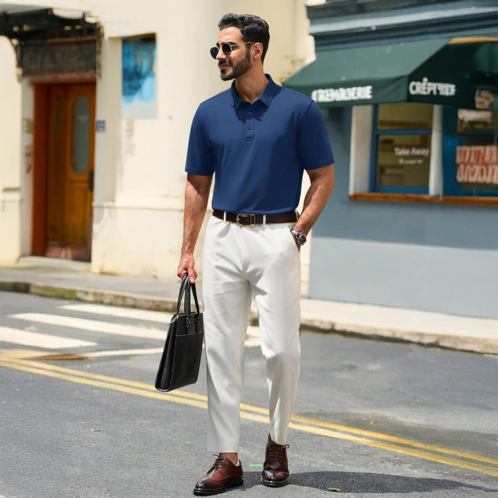 Men's Pique Polo Shirt Short Sleeve Cooling Golf Top - LT25M1399