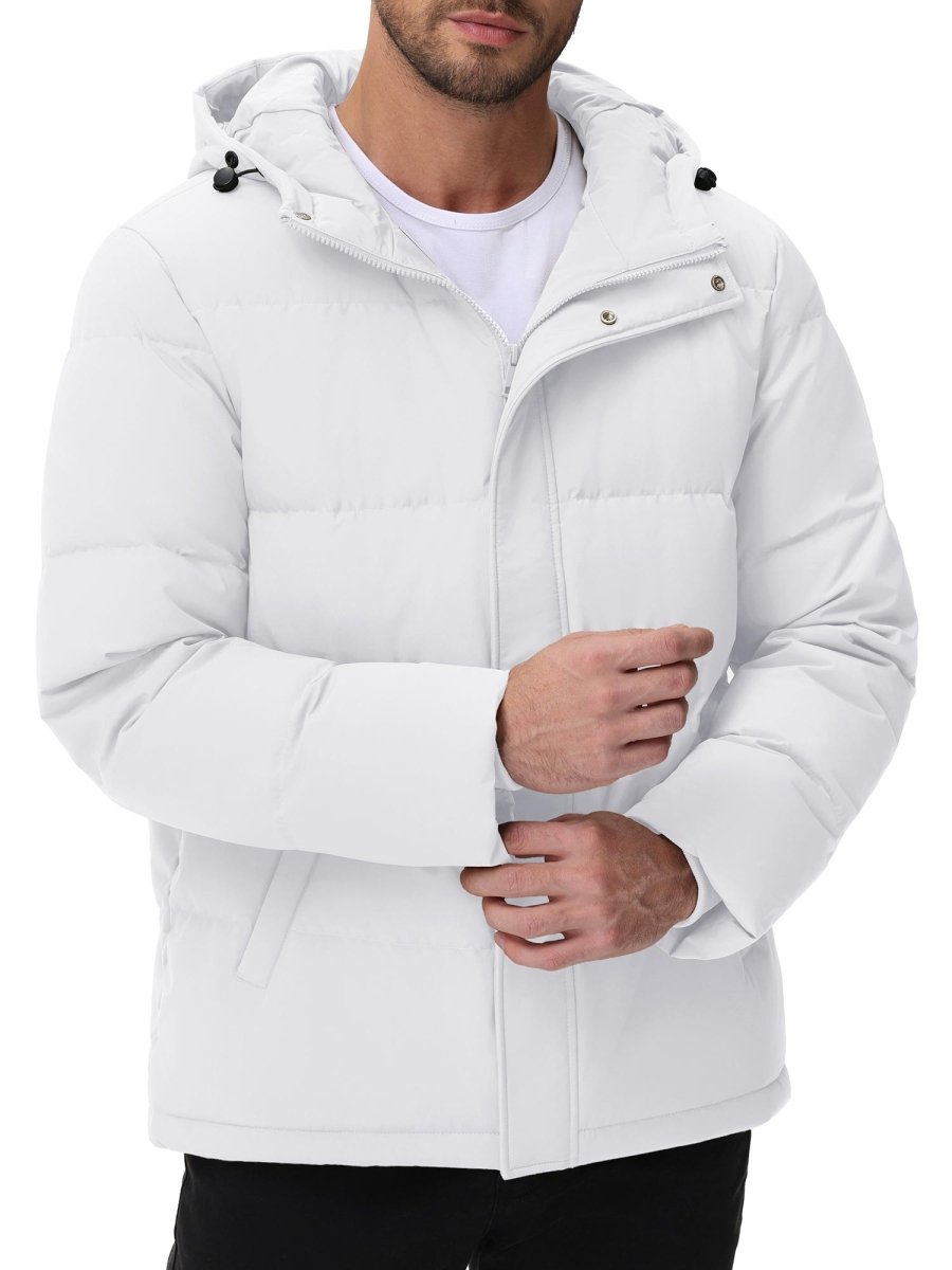 TACVASEN White Men's Puffer Jacket Hooded Down Jacket