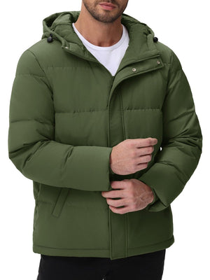 TACVASEN Army Green Men's Puffer Jacket Hooded Down Jacket