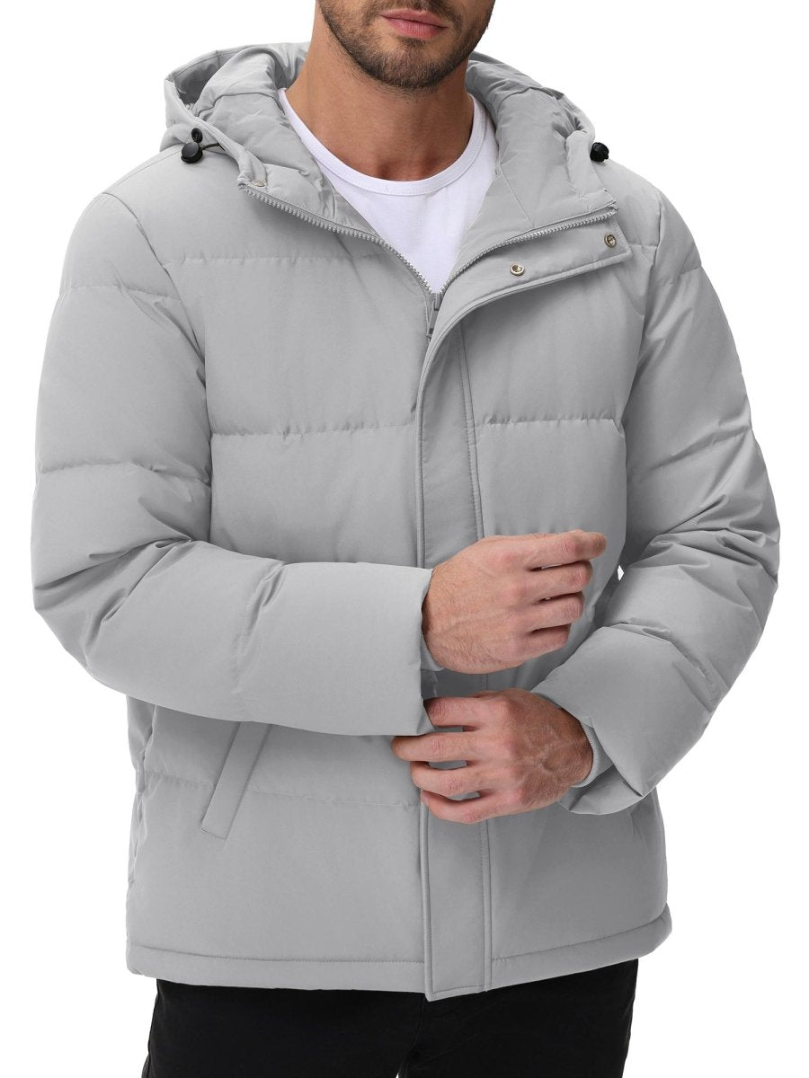 TACVASEN Light Grey Men's Puffer Jacket Hooded Down Jacket