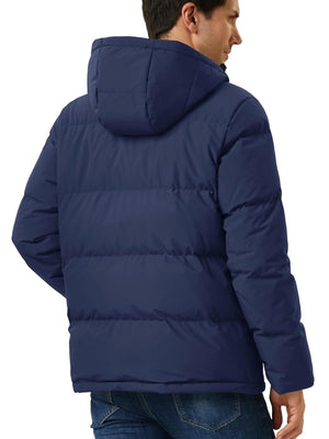 TACVASEN Navy Men's Puffer Jacket Hooded Down Jacket