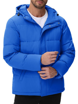 TACVASEN Bright Blue Men's Puffer Jacket Hooded Down Jacket