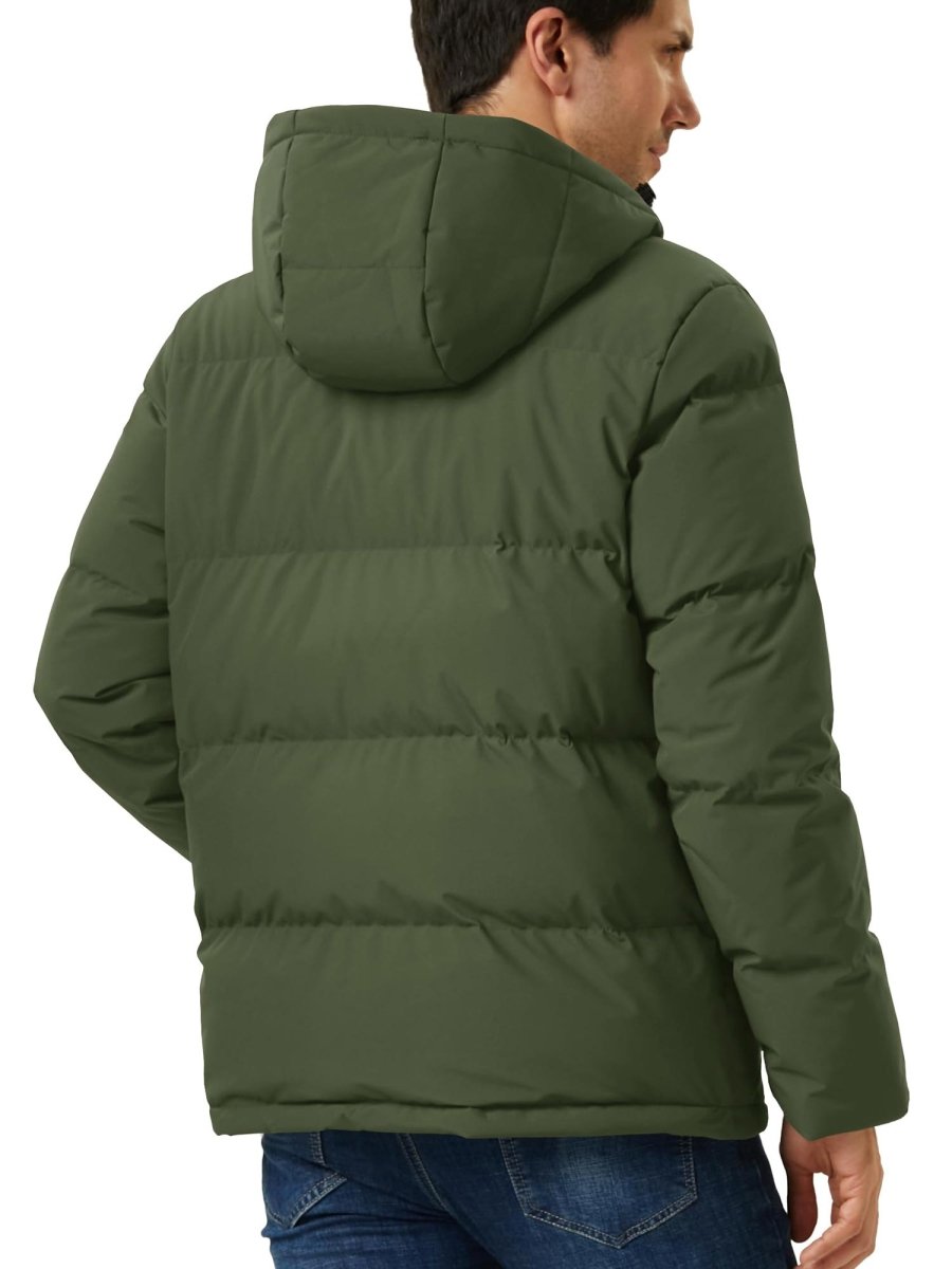 TACVASEN Army Green Men's Puffer Jacket Hooded Down Jacket