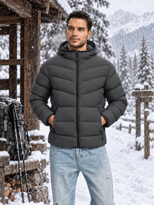 TACVASEN Dark Grey Men's Puffer Sherpa Lined Winter Jacket