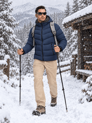 TACVASEN Navy Men's Puffer Sherpa Lined Winter Jacket