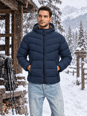 TACVASEN Navy Men's Puffer Sherpa Lined Winter Jacket