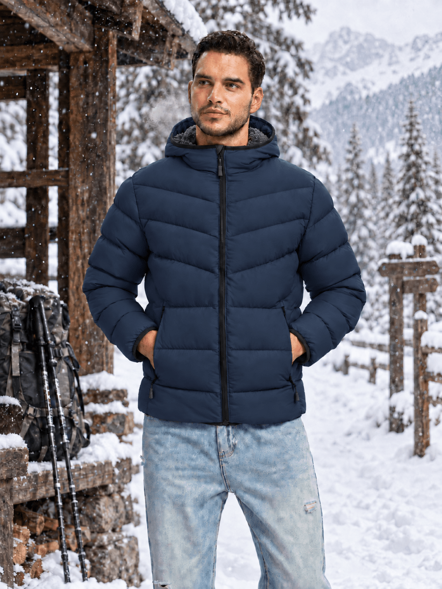 TACVASEN Navy Men's Puffer Sherpa Lined Winter Jacket