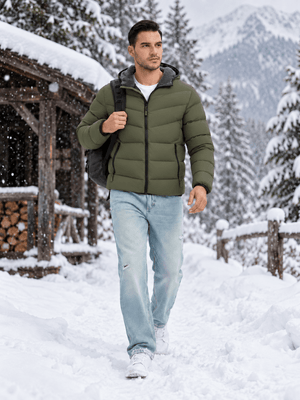 TACVASEN Army Green Men's Puffer Sherpa Lined Winter Jacket