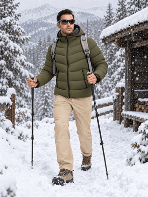 TACVASEN Army Green Men's Puffer Sherpa Lined Winter Jacket