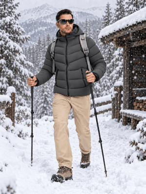 TACVASEN Dark Grey Men's Puffer Sherpa Lined Winter Jacket