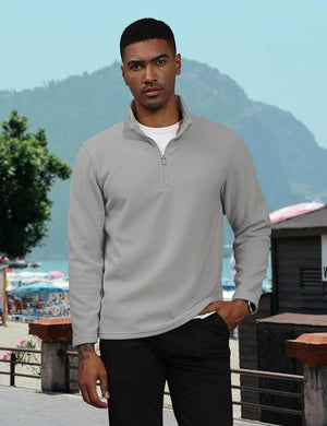 TACVASEN Light Grey Men's Pullover Workout Fleece 1/4 Zip Uncw Vintage Sweatshirts