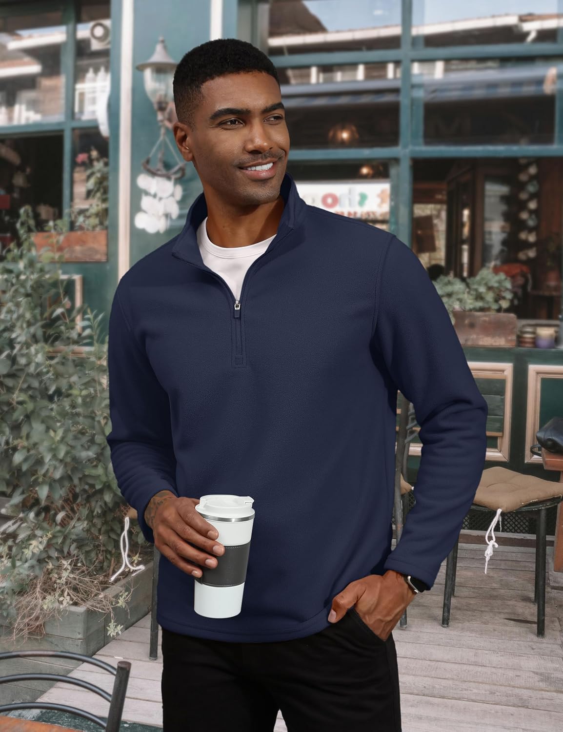 TACVASEN Dark Grey Men's Pullover Workout Fleece 1/4 Zip Uncw Vintage Sweatshirts