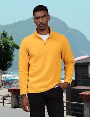 TACVASEN Yellow Men's Pullover Workout Fleece 1/4 Zip Uncw Vintage Sweatshirts