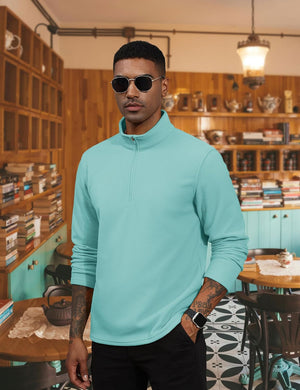 TACVASEN Grey Green Men's Pullover Workout Fleece 1/4 Zip Uncw Vintage Sweatshirts