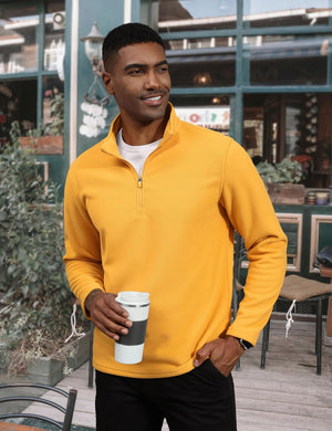 TACVASEN Yellow Men's Pullover Workout Fleece 1/4 Zip Uncw Vintage Sweatshirts