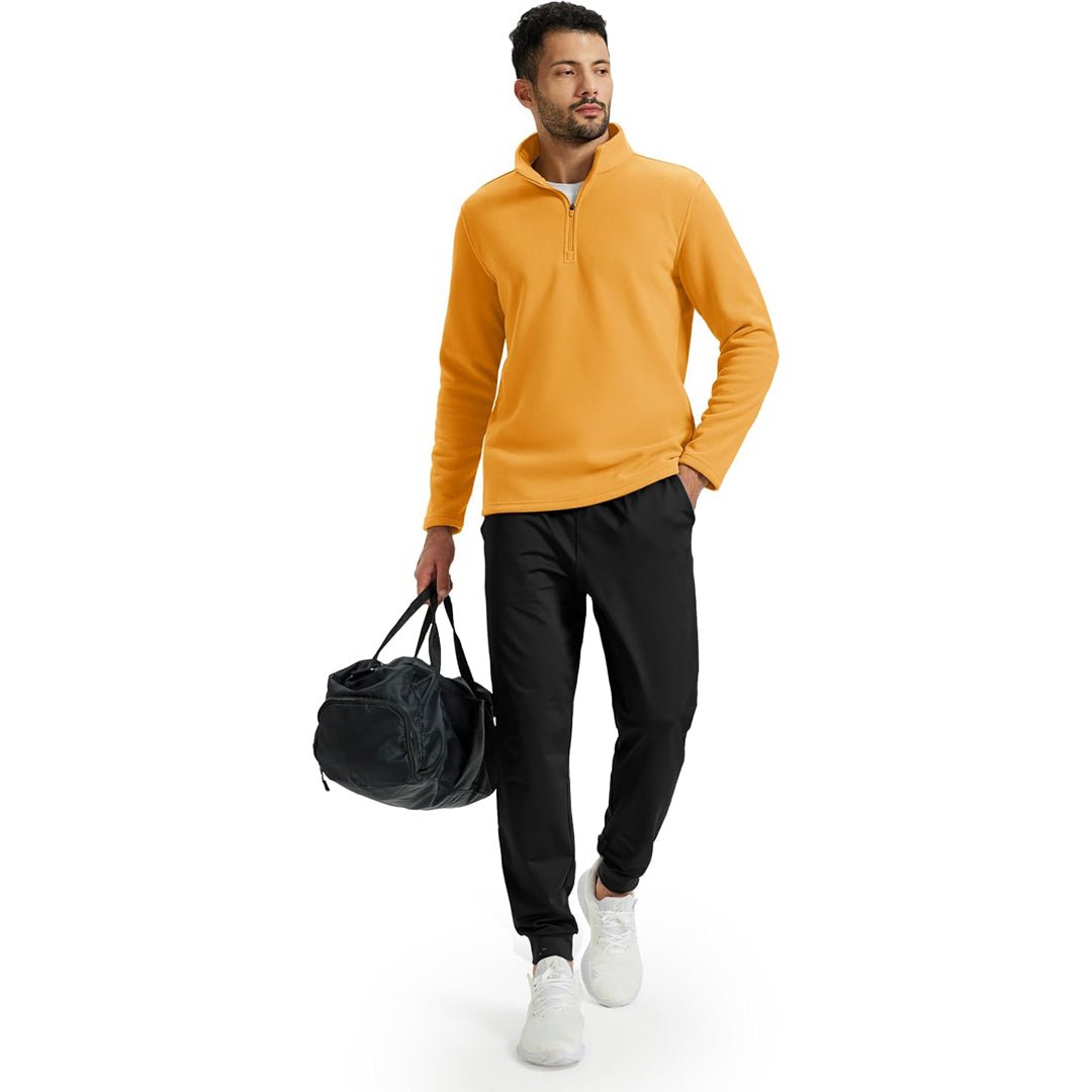 TACVASEN Yellow Men's Pullover Workout Fleece 1/4 Zip Uncw Vintage Sweatshirts