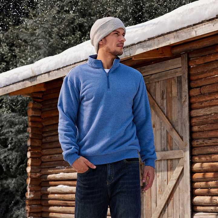 Men's Quarter Zip Fleece Pullover Warm Winter Sweatshirt - B23M2009