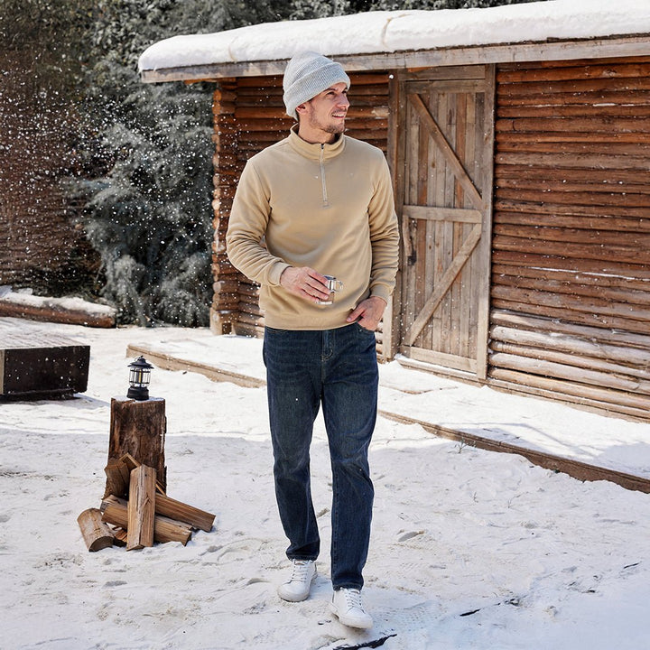 Men's Quarter Zip Fleece Pullover Warm Winter Sweatshirt - B23M2009