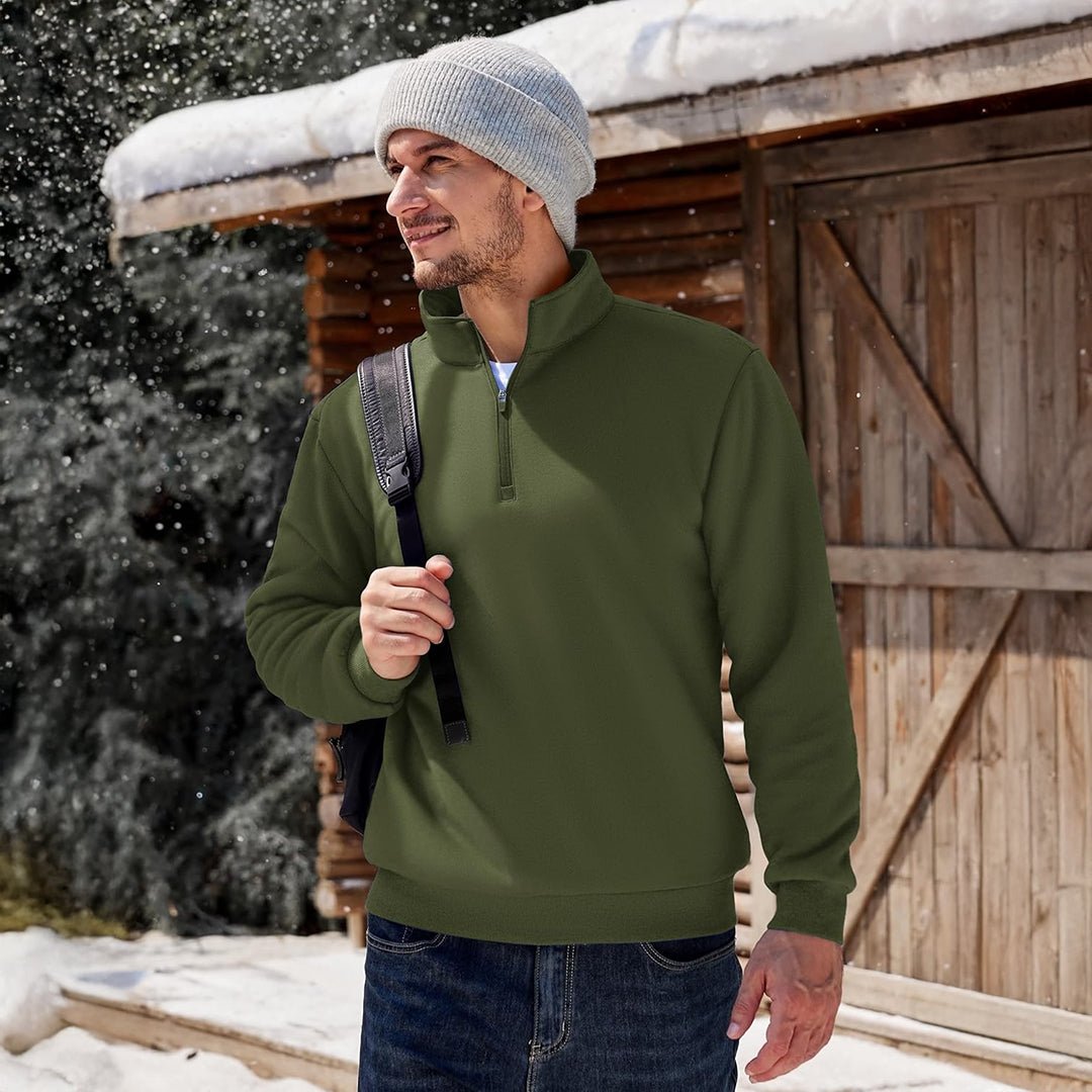 TACVASEN Army Green Men's Quarter Zip Fleece Pullover Warm Winter Sweatshirt