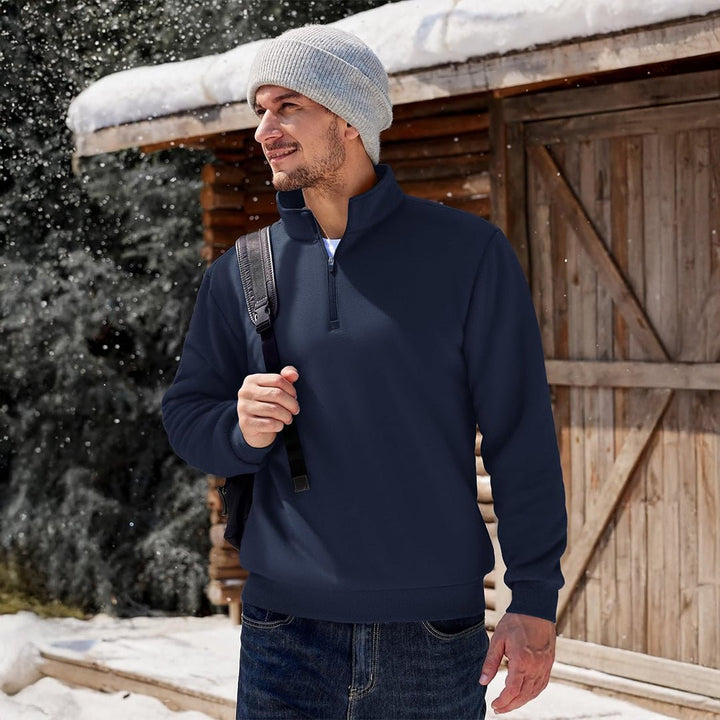 Men's Quarter Zip Fleece Pullover Warm Winter Sweatshirt - B23M2009