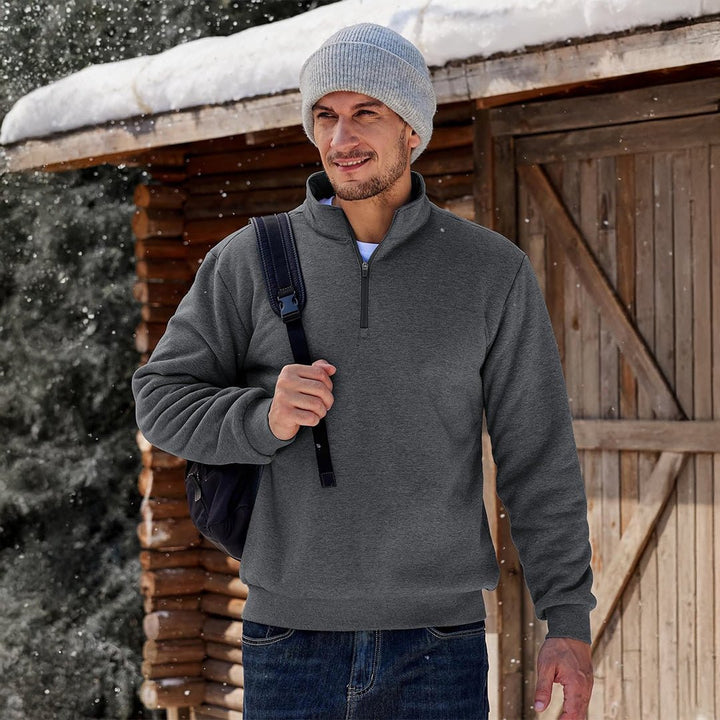 Men's Quarter Zip Fleece Pullover Warm Winter Sweatshirt - B23M2009