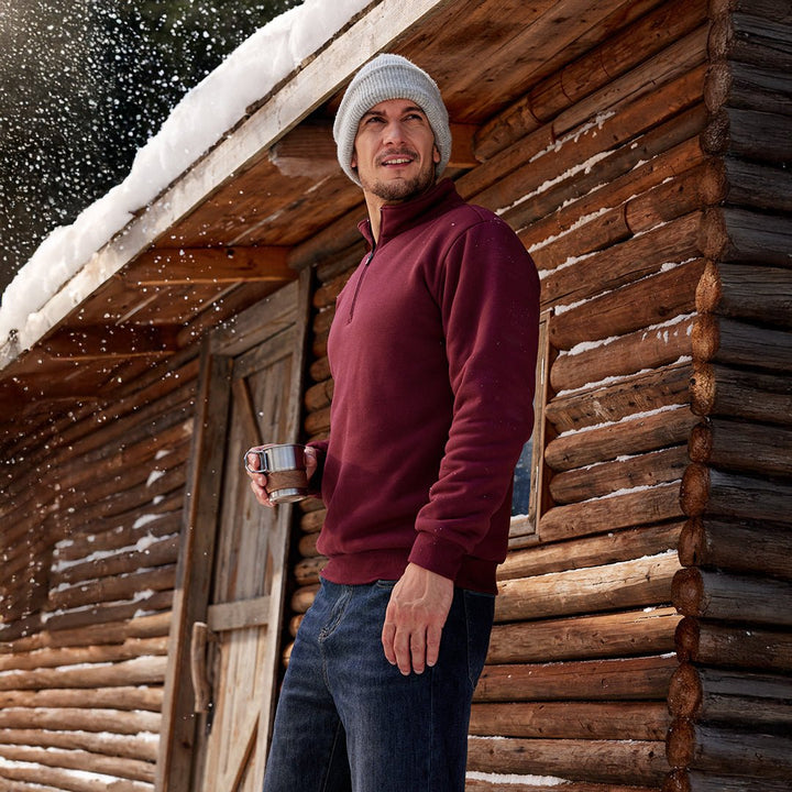 Men's Quarter Zip Fleece Pullover Warm Winter Sweatshirt - B23M2009