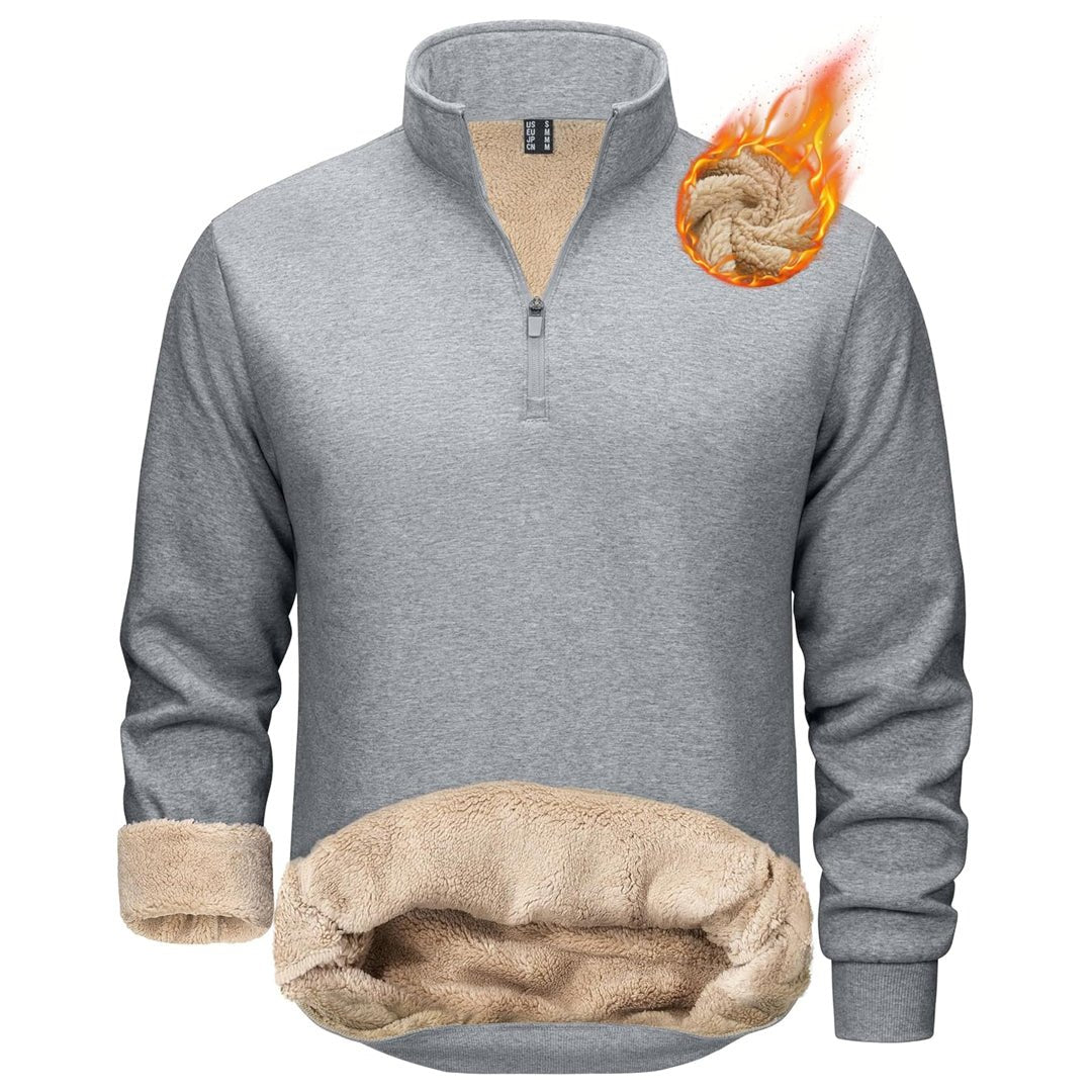 TACVASEN Light Grey Men's Quarter Zip Fleece Pullover Warm Winter Sweatshirt