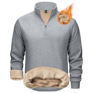 TACVASEN Light Grey Men's Quarter Zip Fleece Pullover Warm Winter Sweatshirt