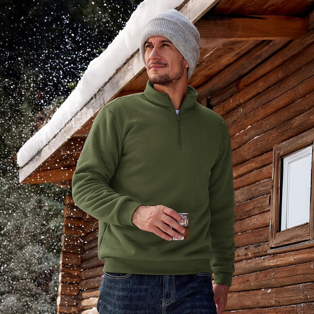 TACVASEN Army Green Men's Quarter Zip Fleece Pullover Warm Winter Sweatshirt