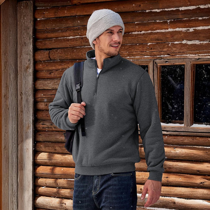 Men's Quarter Zip Fleece Pullover Warm Winter Sweatshirt - B23M2009