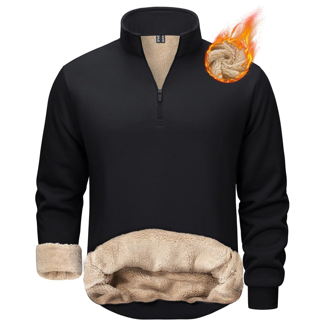 TACVASEN Black Men's Quarter Zip Fleece Pullover Warm Winter Sweatshirt