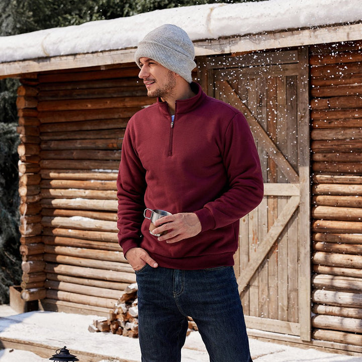 Men's Quarter Zip Fleece Pullover Warm Winter Sweatshirt - B23M2009
