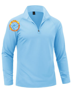 TACVASEN Light Blue Men's Quarter Zip Pullover Long Sleeve