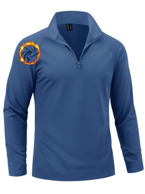 TACVASEN Blue Grey Men's Quarter Zip Pullover Long Sleeve