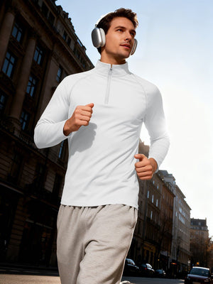 TACVASEN White Men's Quarter Zip Pullover Long Sleeve